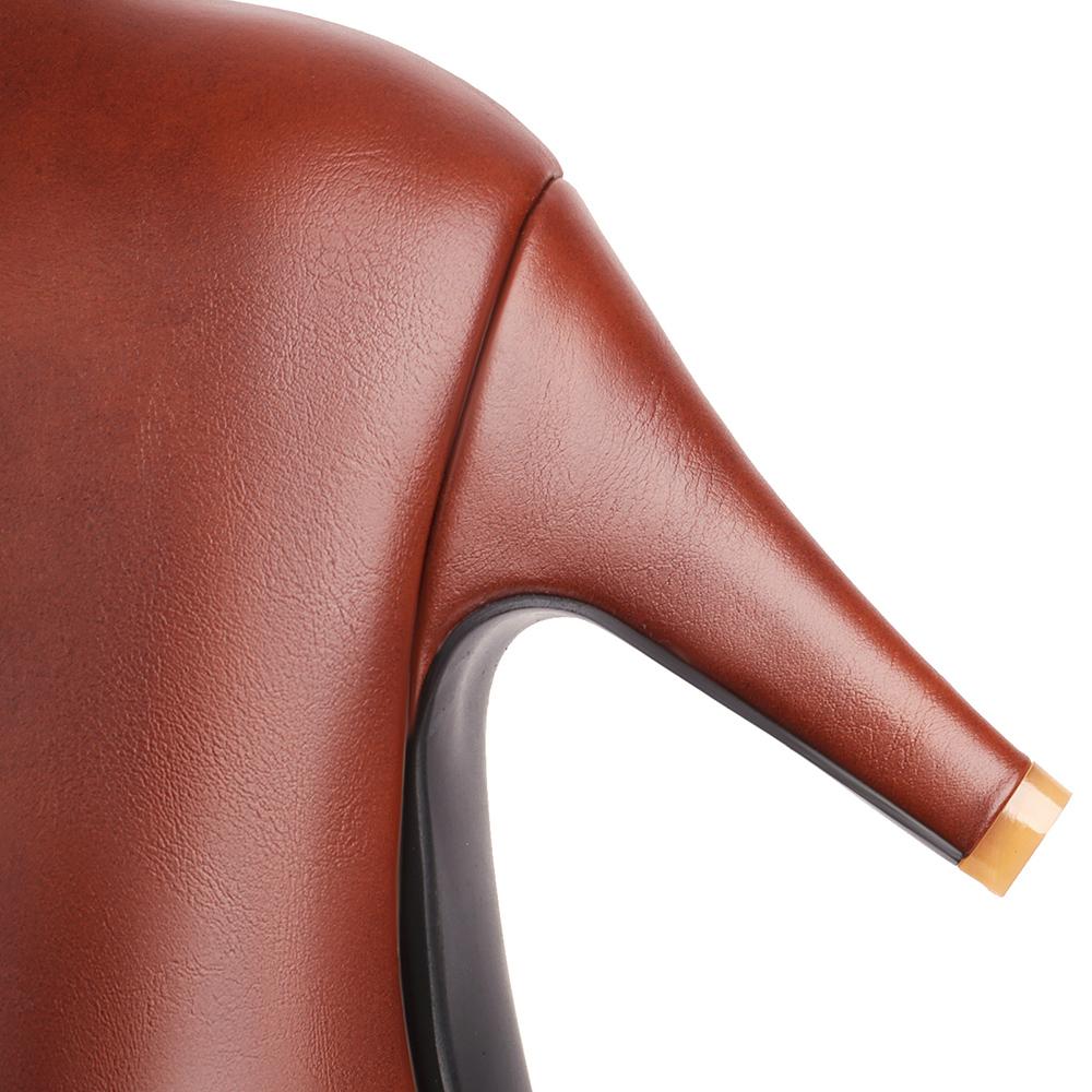 Spring Brown Apricot Women Ankle Boots Pointed Toe Lace up High Heel Small Big Size 33 47