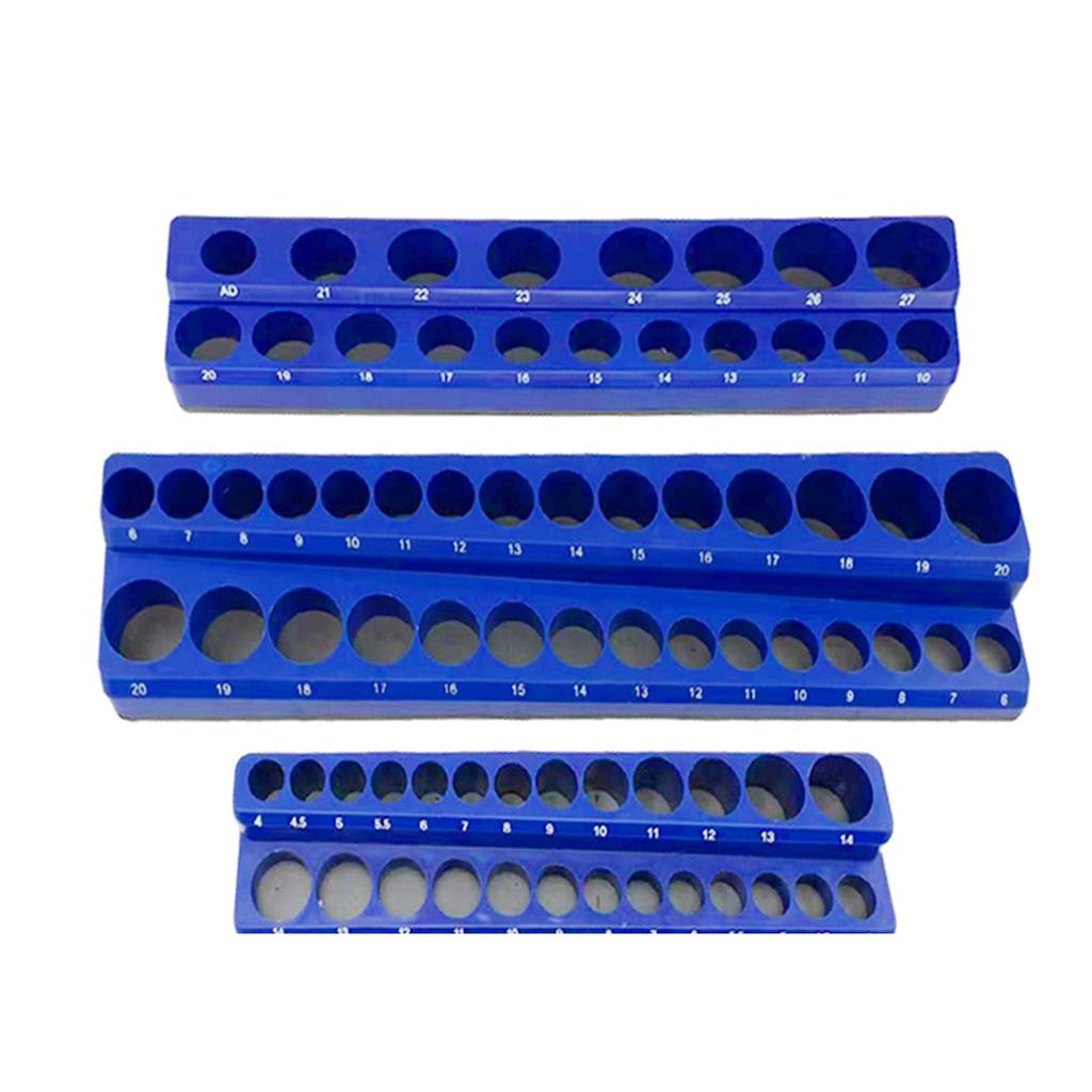 Magnetic Socket Organizer, 3 Piece Socket Holder Kit, for 1/2-inch, 3/8-inch, 1/4-inch Drive Holds 75 Sockets
