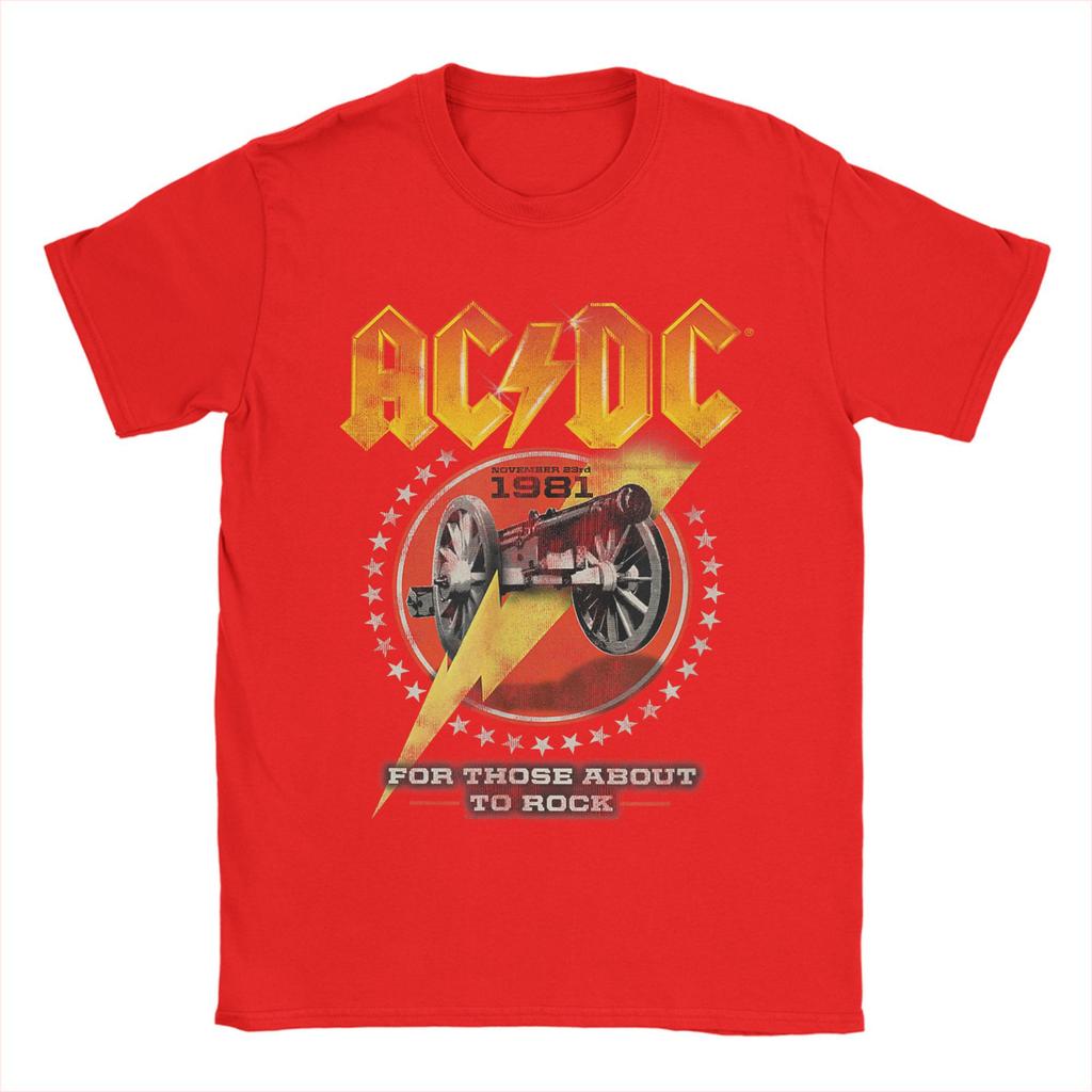 Męski T-shirt AC-DC Zespół Muzyki Rockowej Dla Tych, Którzy Mają Rockować 1981 Śmieszny T-shirt z Czystej Bawełny T-shirt z Okrągłym Dekoltem Ubrania z Nadrukiem