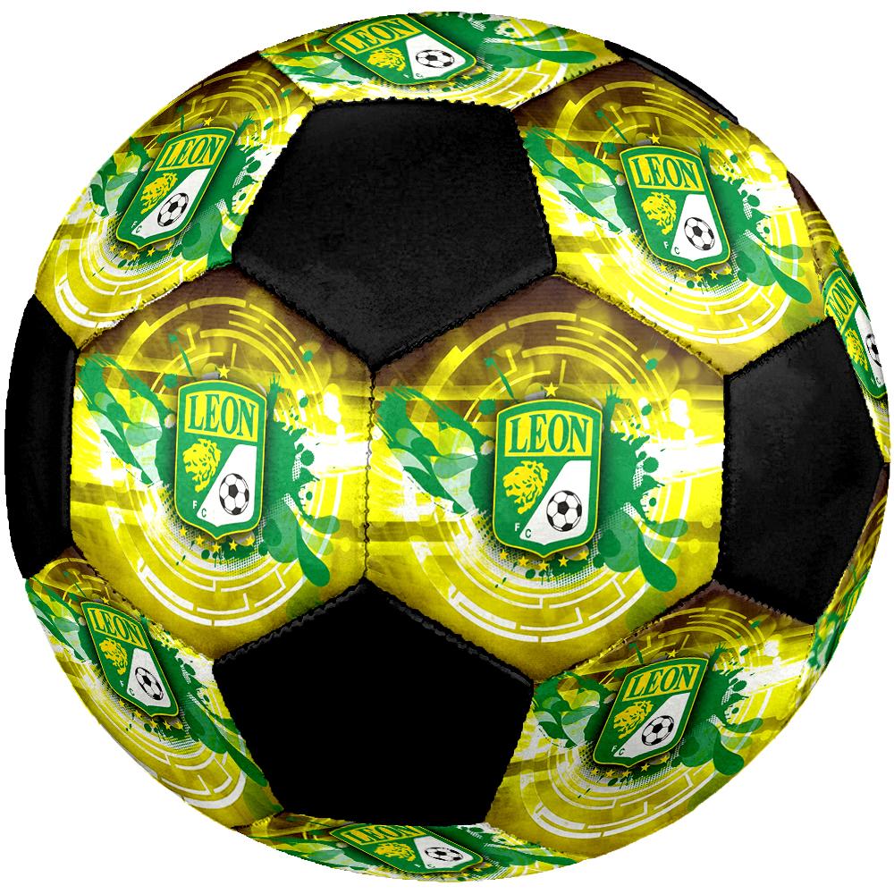 SIZE 5 León FC Soccer Ball Colorful All Ages Machine Stitched PVC Competition Ready Durable High-Bounce