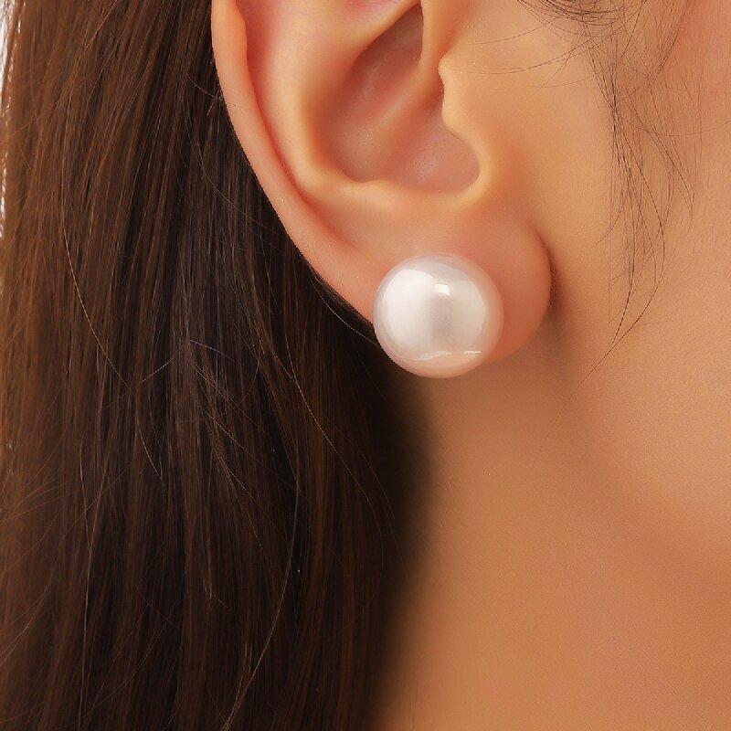 Women's Unique Edgy Pearl Stud Earrings, Minimalist Elegant Sophisticated Fashion Jewelry