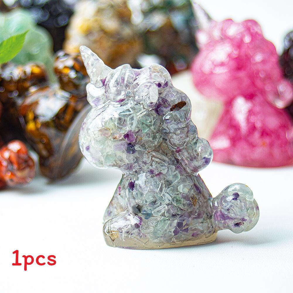 Unicorn Resin Figurine With Handcrafted Crystal Texture For Home Decor And Giftgiving