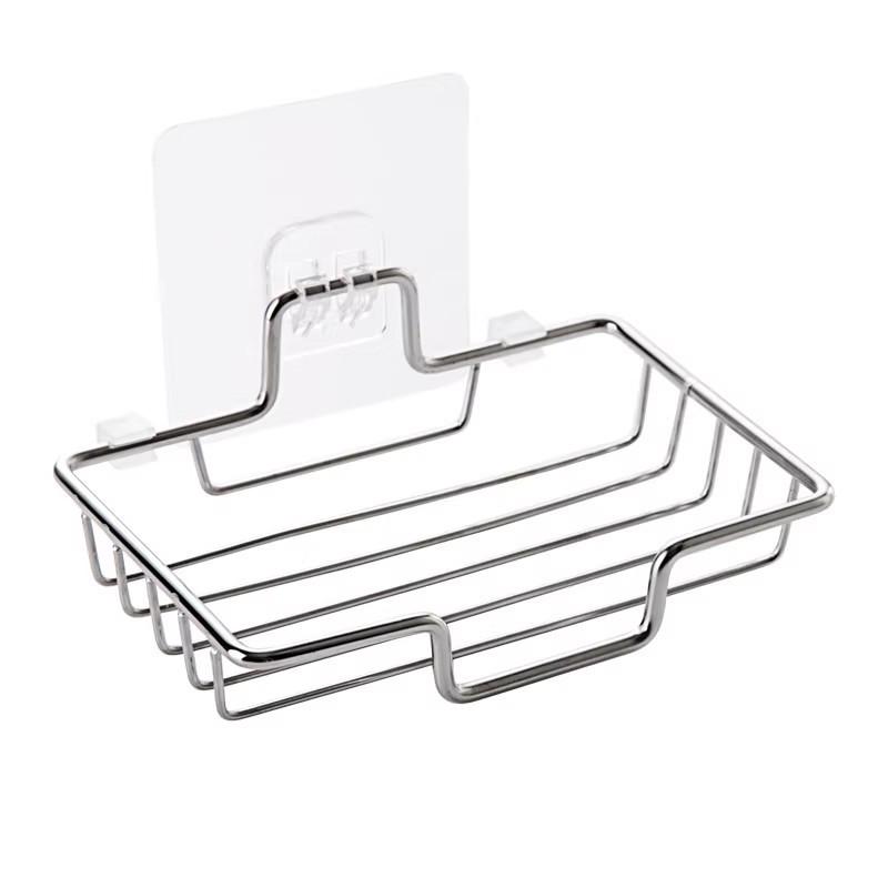 Stainless Steel Dual-Layer Wall-Mounted Soap Holder & Draining Rack