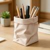 Yousheng Paper Bag Style Pen Holder Wrinkle Texture PLA Desktop Organizer for Office School Home Multi-Purpose Storage for Brushes Remote Rustic
