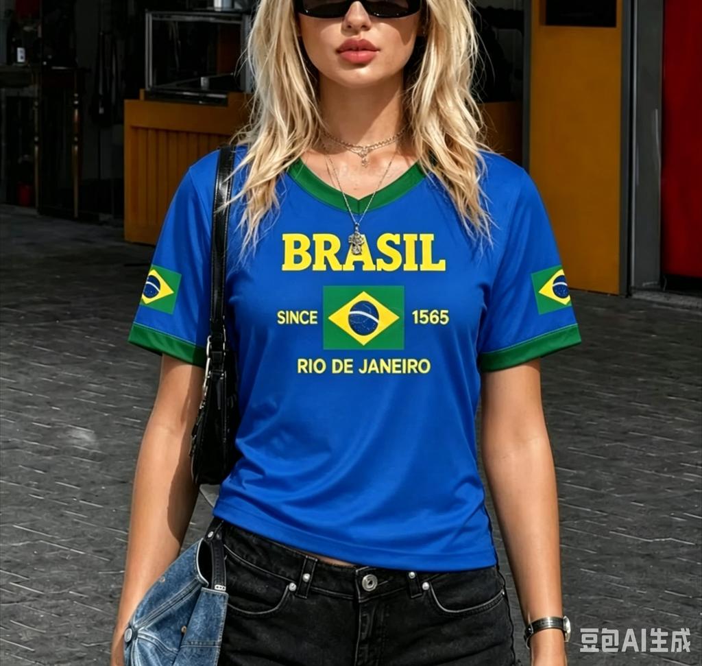 Summer Women Brazil Style Flag Soccer Jersey 3D Printed Short Sleeve T-Shirts Sport Apparel Gift for Brasil Fans Women T-Shirt