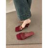 French High-end Open-toed Square-headed Red Kitten and Slippers for Women's Summer Wear 2025 New Beautiful and Cool Slippers