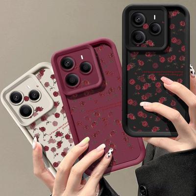 Red Rose Flower Pattern Phone Case For Xiaomi Redmi Note 15 14 13 Pro 4G Note 13 14 Pro Plus 5G Soft TPU Silicone Back Cover
