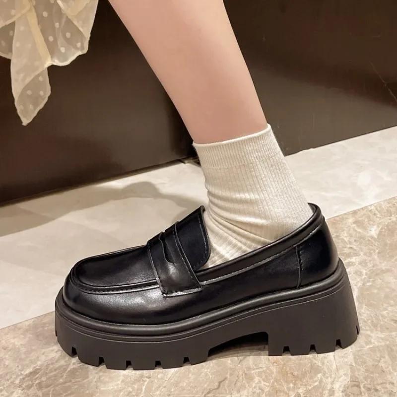 Platform Loafers for Women 2024 New Spring British College Style Lolita Shoes Female Thick Sole Oxford Shoes Heels Vintage Shoes