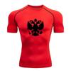 Men's Compression Workout Sports T-Shirt, Double Headed Eagl