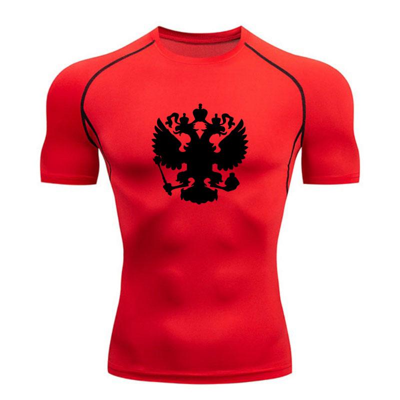 Men's Compression Workout Sports T-Shirt, Double Headed Eagl