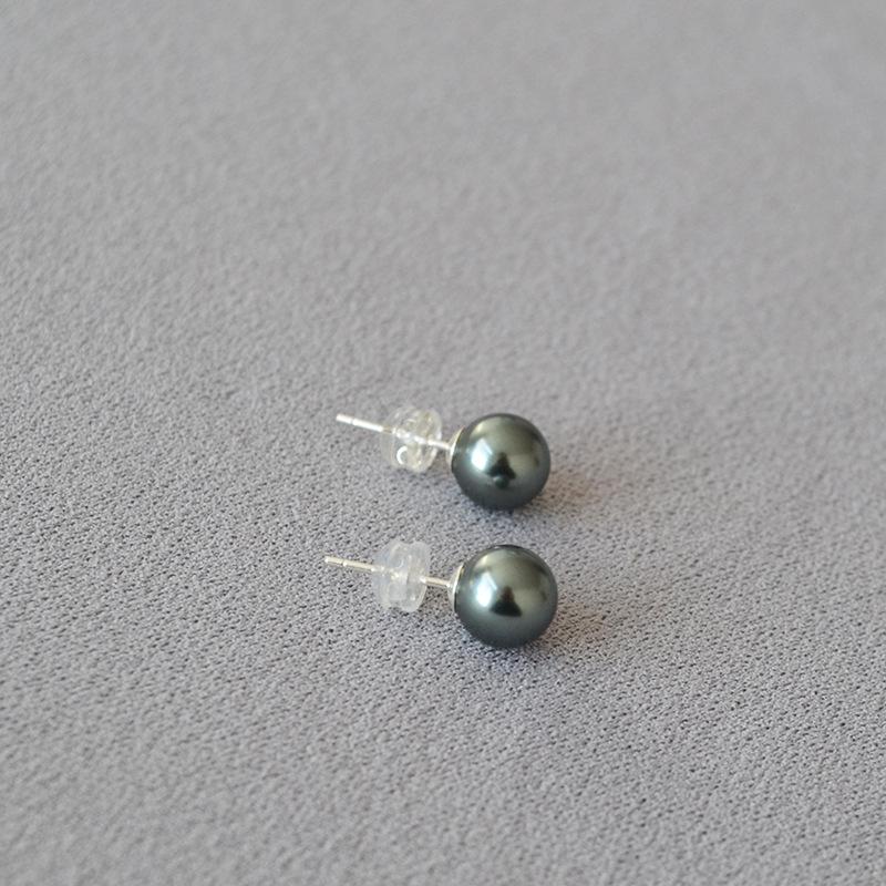 Retro Tahiti Style High-Luster Pearl Stud Earrings with 925 Silver Needle