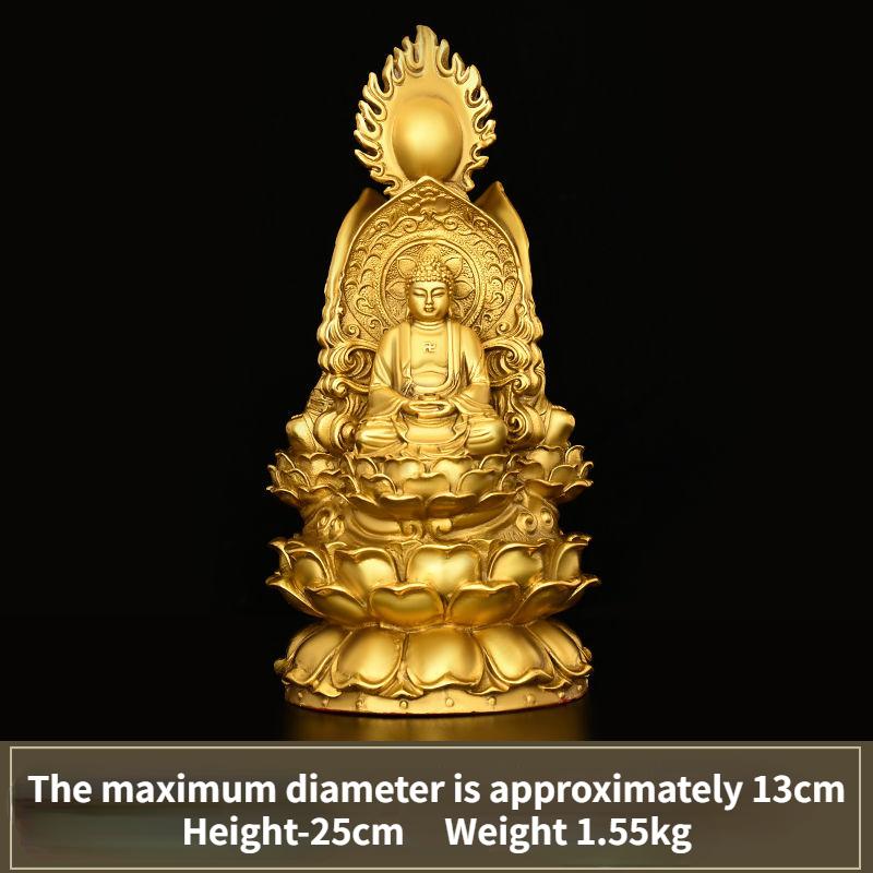 Chinese Style Pure Copper Three Sided Buddha Ornament Shakyamuni Ksitigarbha Blessings Decorations