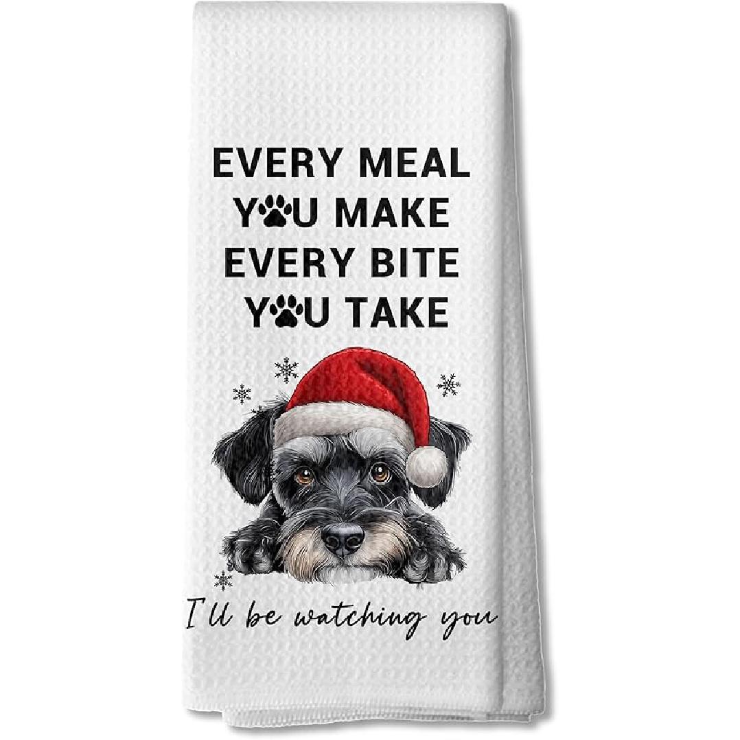 Funny Christmas French Bulldog Kitchen Towels, French Bulldog Gifts Dish Tea Towels for Kitchen Decor, Christmas Santa Hat Dog Hand Towel for 17color