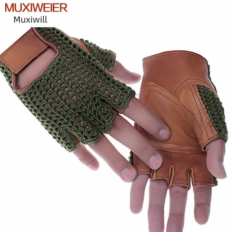 

Кожаные перчатки без пальцев Тонкие Мужские и Женские Шерстяные Тактические Для Активного Отдыха Фитнеса Вождения Нескользящие Дышащие Перчатки без пальцев из Чистой Кожи Dark brown One size