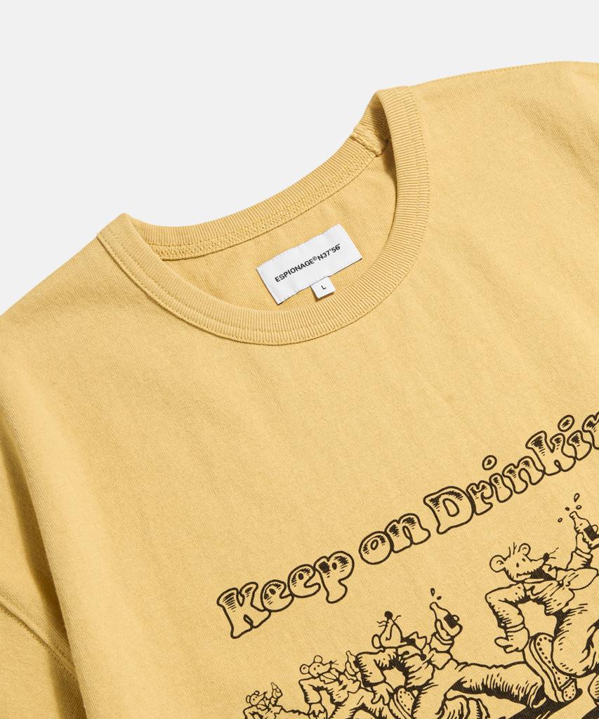 ESPIONAGE Keep On Drinkin Heavyweight Tee Vintage Yellow