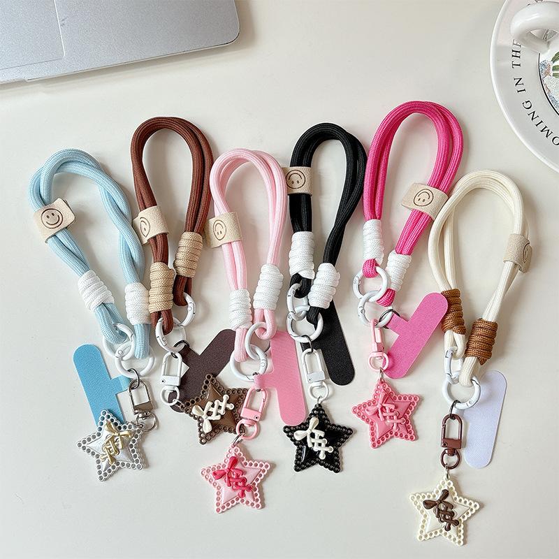 Star Smiley Face Handstrap, Mobile Phone Lanyard, Thickened Anti-Drop, Anti-Loss, Camera Key Chain, Backpack, Zipper Pendant, Women'S Model