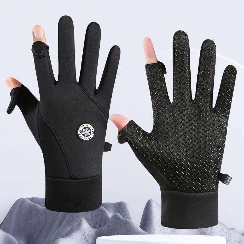 Winter Warm Gloves Women Full Finger Touchscreen Windproof Anti-Slip Outdoor Cycling Driving Cold Weather Use Snowflake Pattern Black