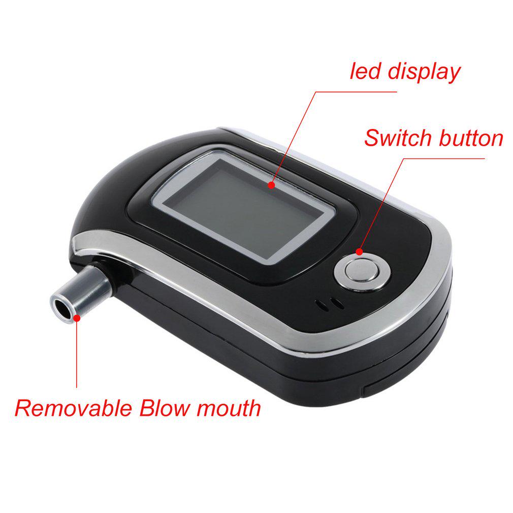 Digital Alcohol Breath Tester LCD Breathalyzer Analyzer Detector Black Without Battery