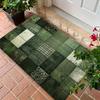 Vintage Green Plaid Floral Area Rug, Soft Non-Slip Machine Washable Floor Mat for Kitchen Laundry Room Hallway Home Decor
