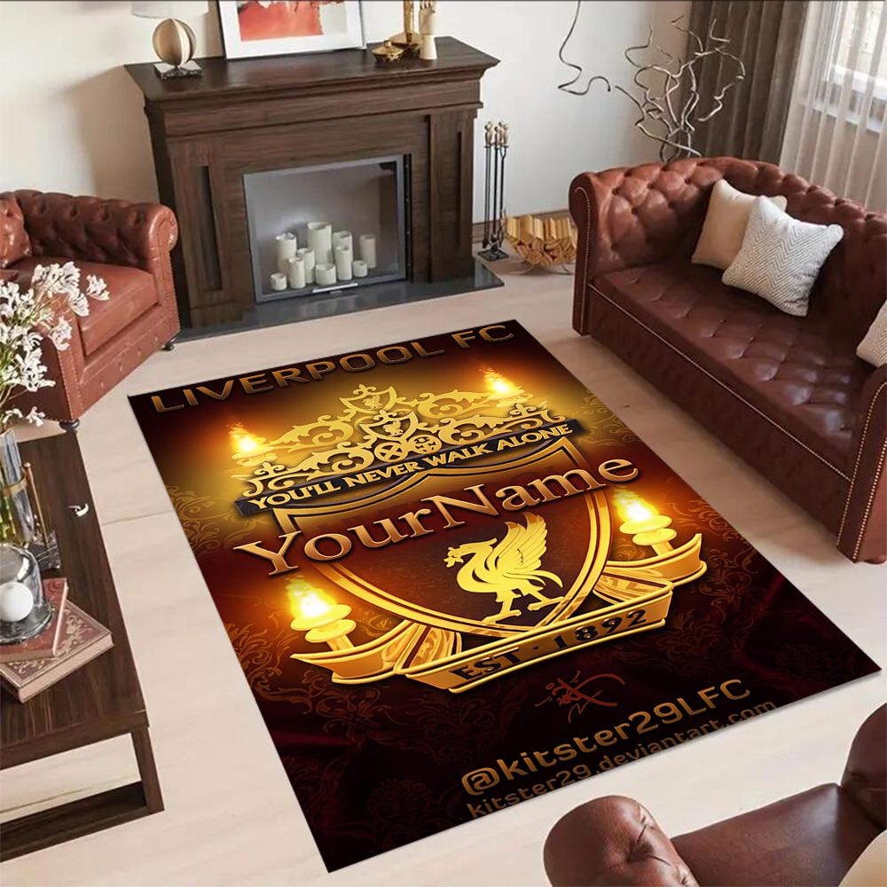 Liverpool Personalized Name Floor Rug Office Rug Perfect for Bedrooms Balcony Outdoor Game Room Antislip Carpet Anime Office Decor Wedding Party Gift