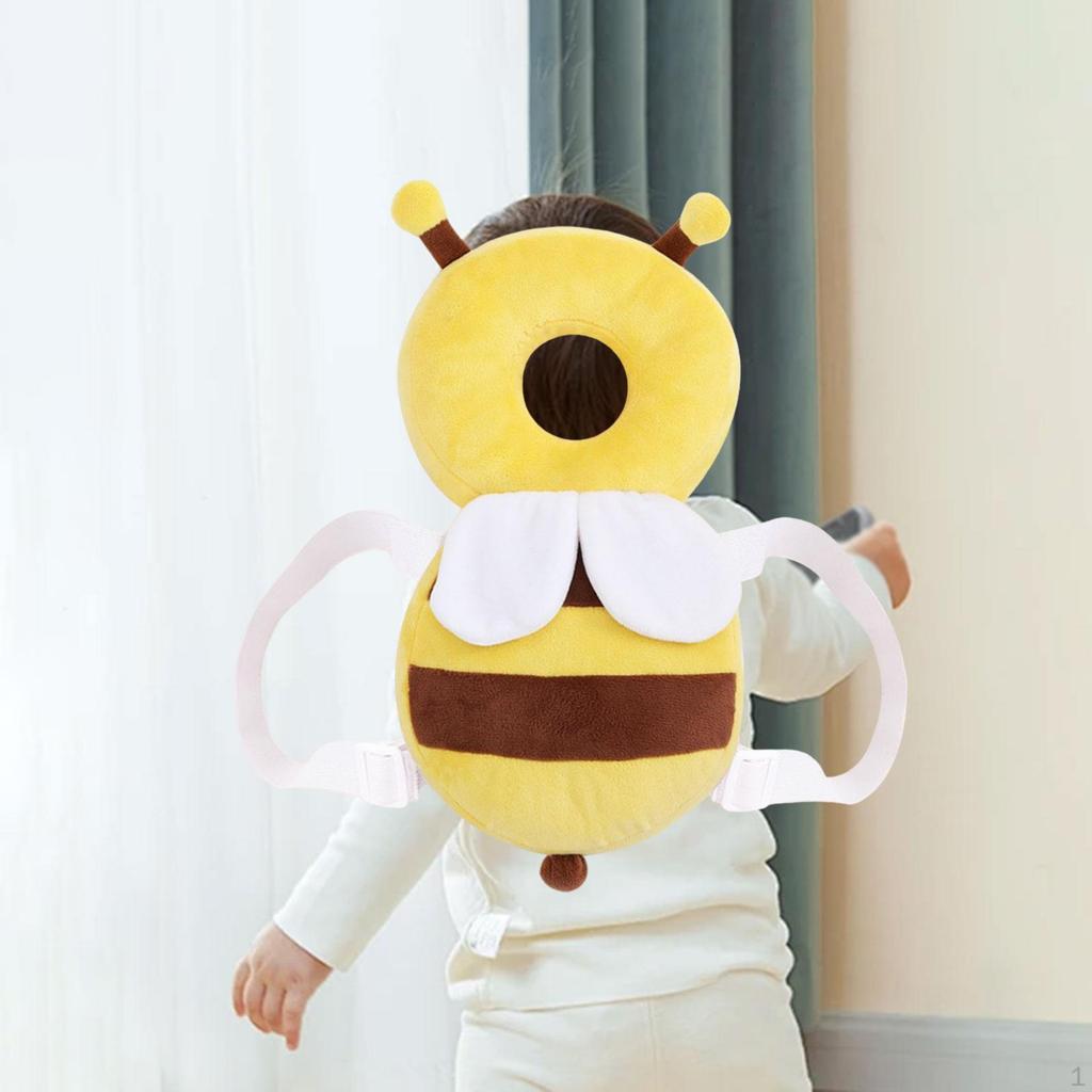 Baby Head Protector with Chest Strap Cute Wear Pad for Kids Home Living Room Yellow and Flannel