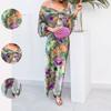 Dress Women's Fashion Suit Elegant Tie-dyed Long-sleeved Shawl Sling Skirt