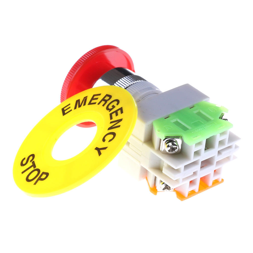 Red Mushroom Cap 1No 1Nc Dpst Emergency Stop Push Button Switch Ac 660V 10A