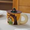 Retro Cartoon Ceramic Mug Ceramics Espresso Cup High-looking With Lid Mug for Coffee Creativity Personalized Gift Teaware Cafes
