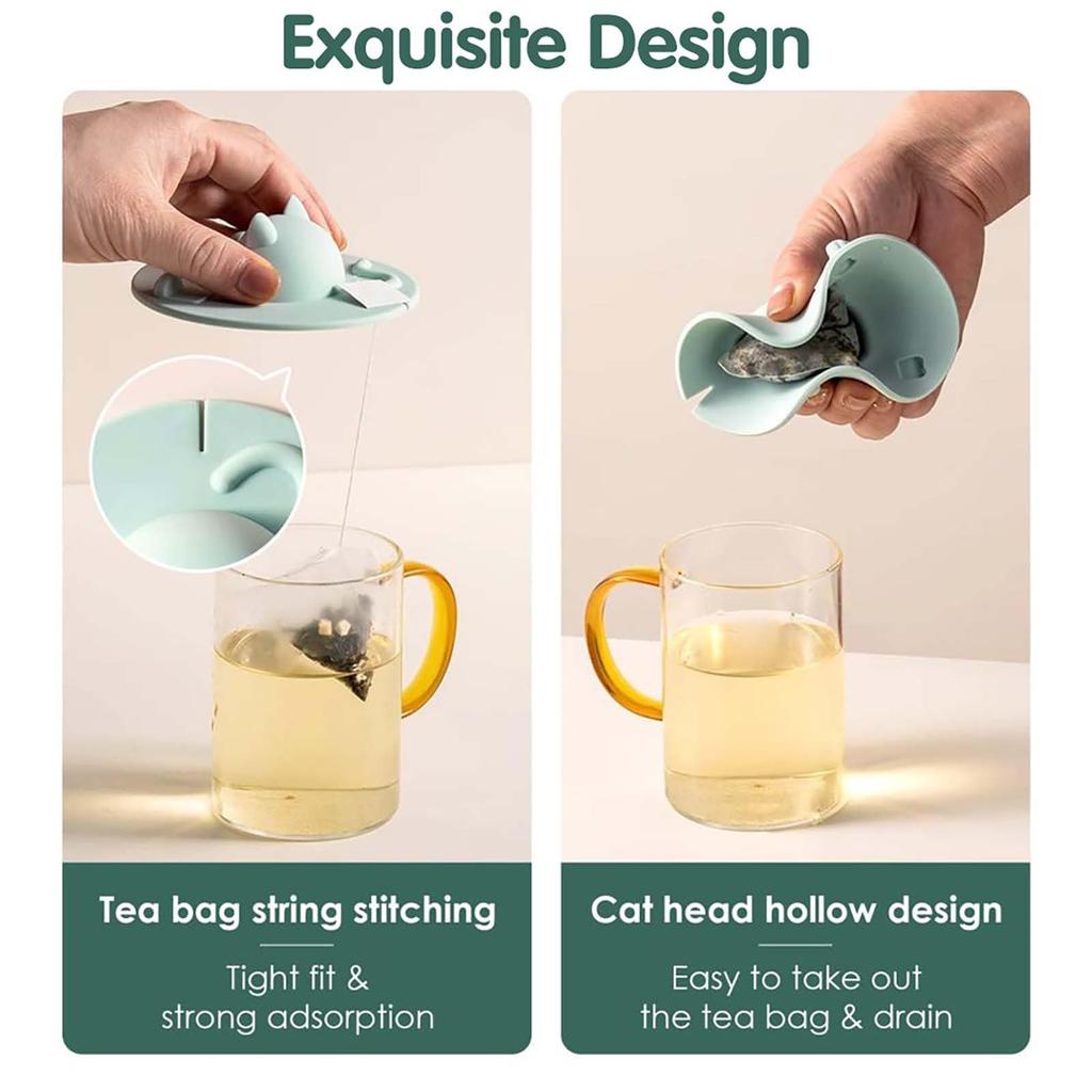 Silicone Cup Covers, -Designed Cup Cover With Tea Bag Holder Mug Lid For Coffee Milk Tea