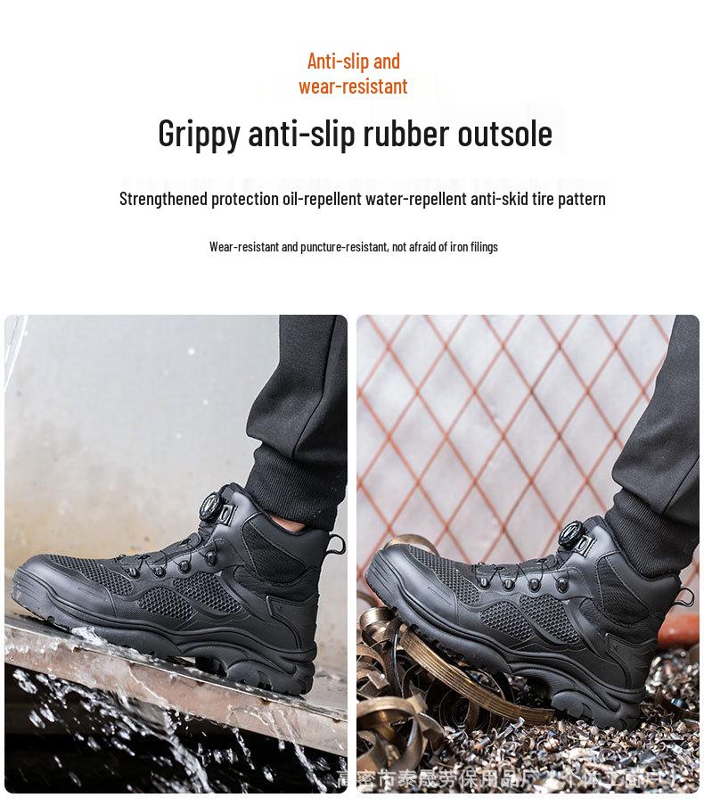 High-Top Steel Toe Safety Boots: Anti-Smash, Anti-Puncture, Ankle Support, Comfortable for Long Standing.