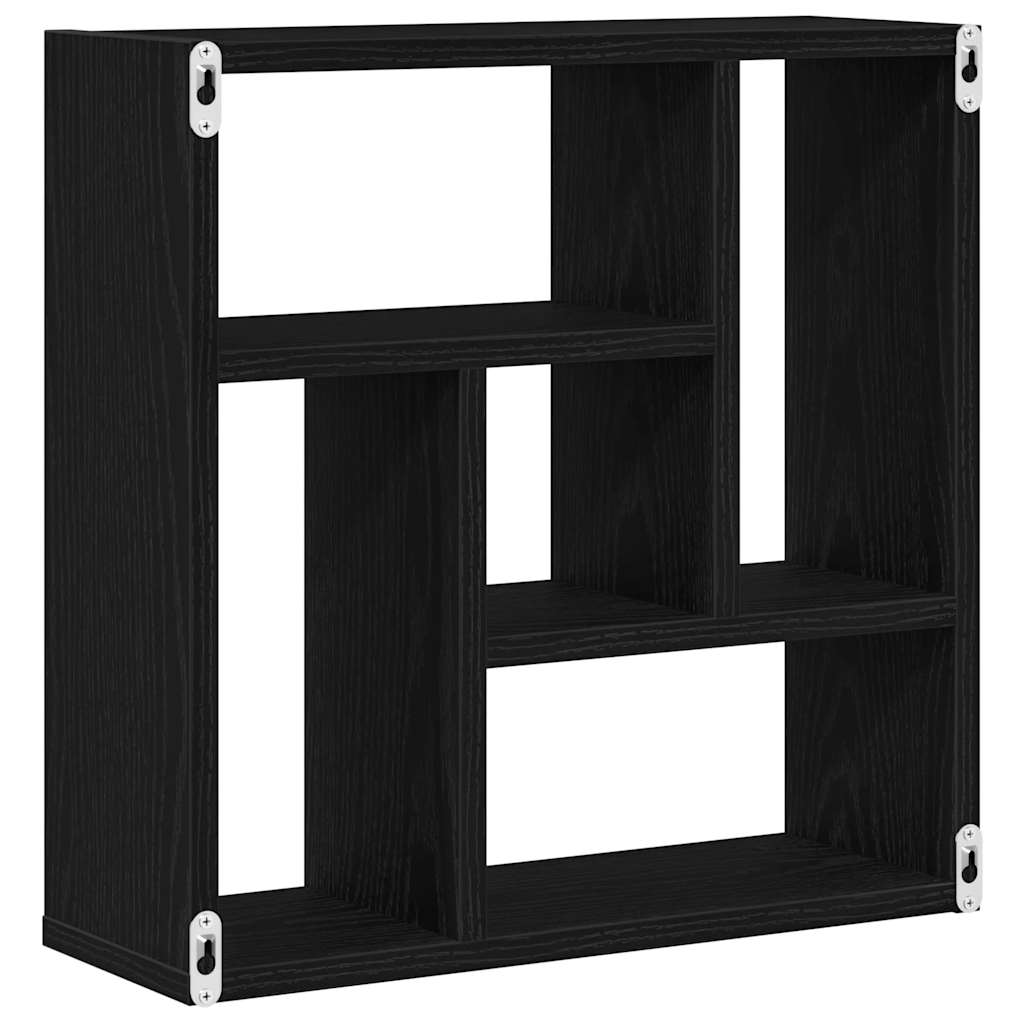 Schwarzes Wandregal, hängendes Dekorationsregal, Dekoratives Ablageregal, 45x16x45 cm Spanplatte