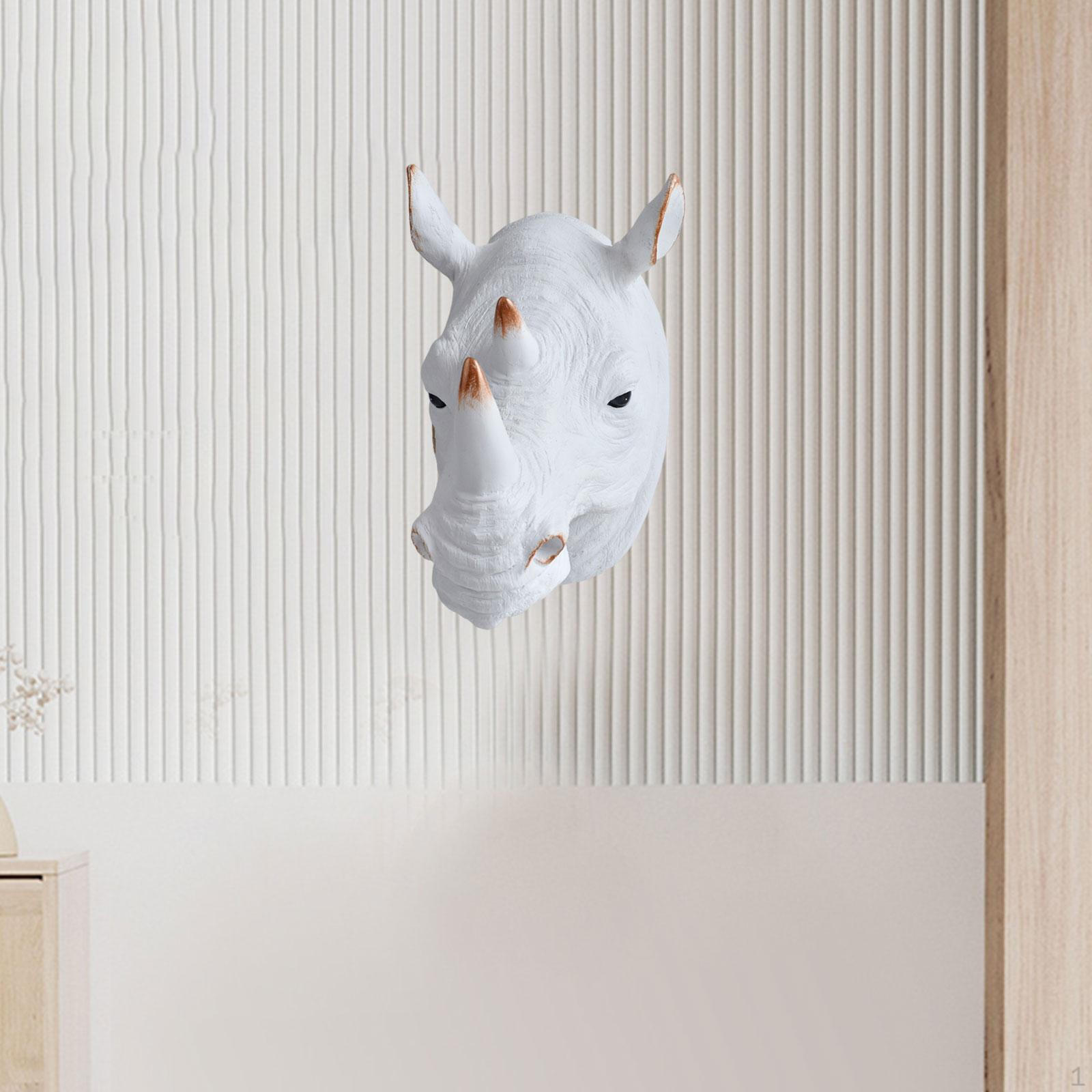 

Скульптура головы носорога Статуя Подарок Украшение Ремесла Коллекция Животное Настенный декор Фигурка для помещения