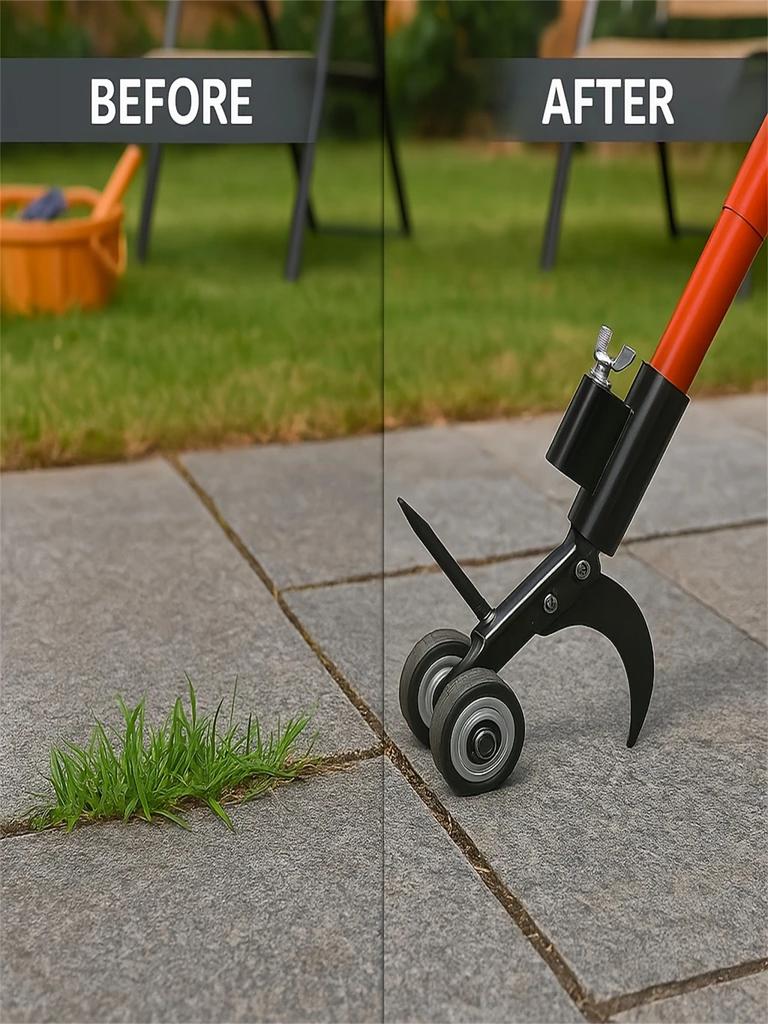 1 Piece Heavy Duty Metal Garden Weeding Roller - Multifunctional Gap Tool with Adjustable Handle and Rotating Wheel Can Effectively Remove Weeds o