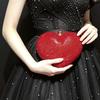 Heart-Shape Women’s Purse Diamond Evening Clutches Bag Red/Silver Gold Hard Metal Clutch Luxury Handbags Prom Dinner Purse