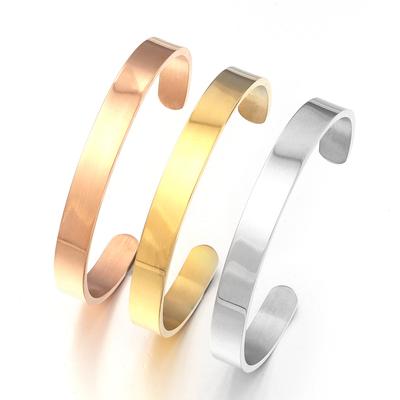 1 Pièce Bracelet Manchette Acier Inoxydable 4/6/8mm Bracelets Brillants UNISEXE Bracelet pour DIY Accessoires de Bijoux Simples Exquis