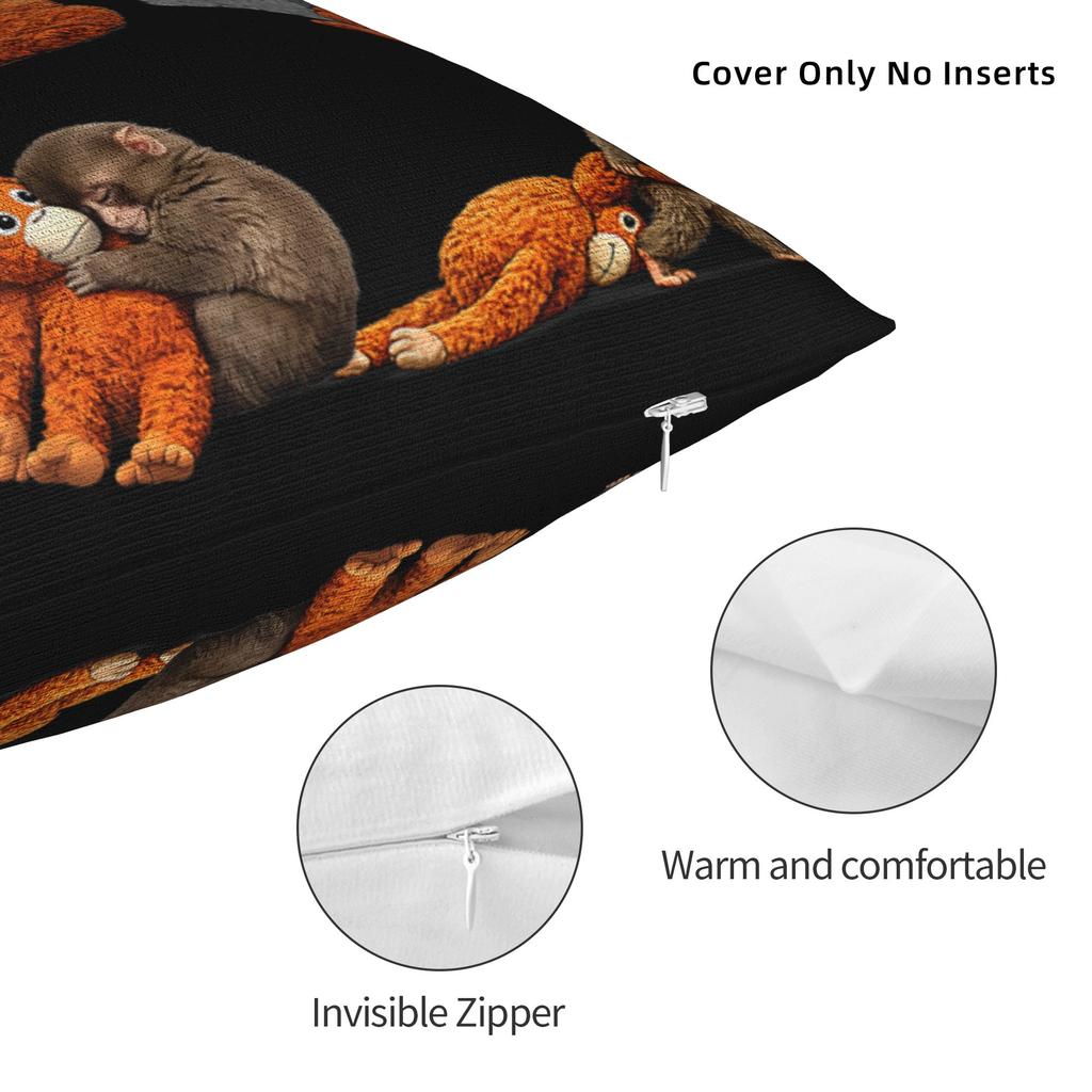 I'M Fine Sad Monkey Punch With An Orange Toy Plush Hugging Pillowcases Pillow Case For Living Room Bed Chair Comfy Pillow Cover