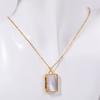 Hainon Stainless Steel Necklace Sweater Chain Round Square Shell Album Pendant Necklace
