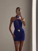 Women's Autumn/Winter Halter Neck Metal Buckle Pleated Dress