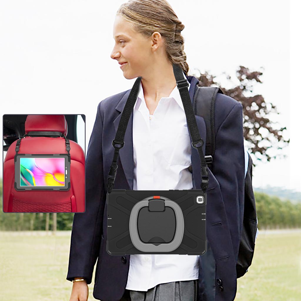 360 Rotating Kids Case For Samsung Galaxy Tab A 8.0 2019 SM-T290 SM-T295 Heavy Duty Stand Cover With Handle Grip Shoulder Strap