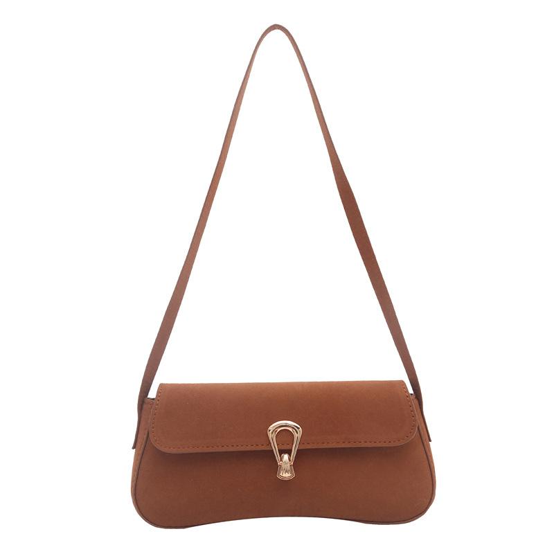 

Fleece underarm bag women s bag new trendy fashion versatile baguette bag single shoulder handbag bag коричневий