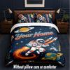 Space Cosmic Theme Custom Text Or Name 3Pcs Bedding Set,1 Flat Sheet & 2 Pillowcases Personalized Home Bedding