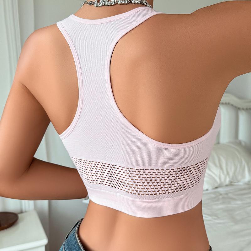 Summer Hollowed Out Tank Tops Women's Beautiful Back Sleeveless Top Slim Solid Short Female Camis Vest
