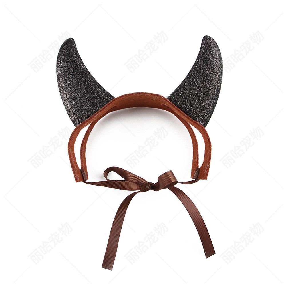 Pet Dress-up Bob Cut Wig & Bull Horn Headband Set for Cats & Dogs
