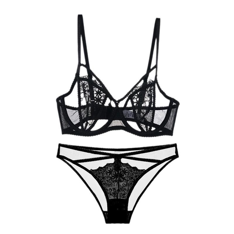 Lace Ultra-thin Bra, French Underwear, Women's Big Breasts Show Small Breasts, Breasts Gather Pure Desire, Sexy Transparent Bra