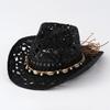 Western Cowboy Hat Men's And Women's Summer Outdoor Beach Big Eave Caps Hollowed Out Breathable Sunscreen And Shading Straw Hats