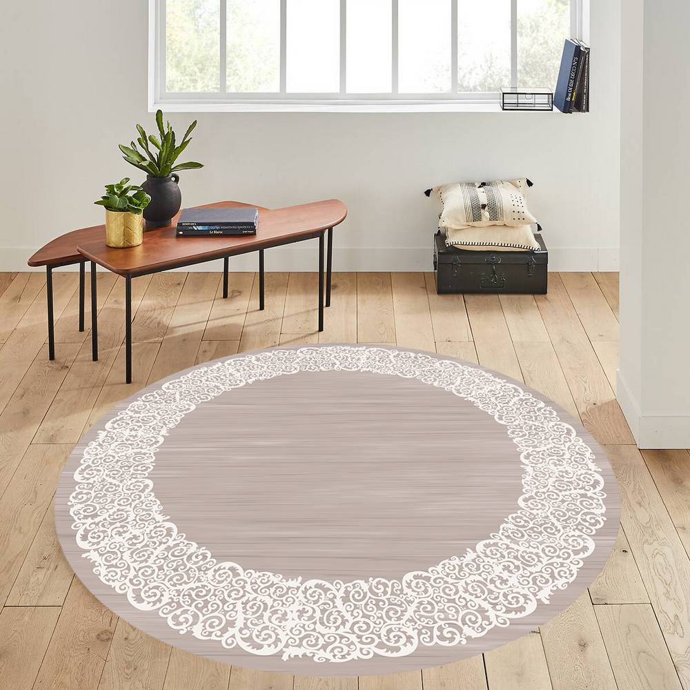 

Rovigo Home Моющийся круглый ковер с принтом RHM7292-HS524 100x100 бежевый