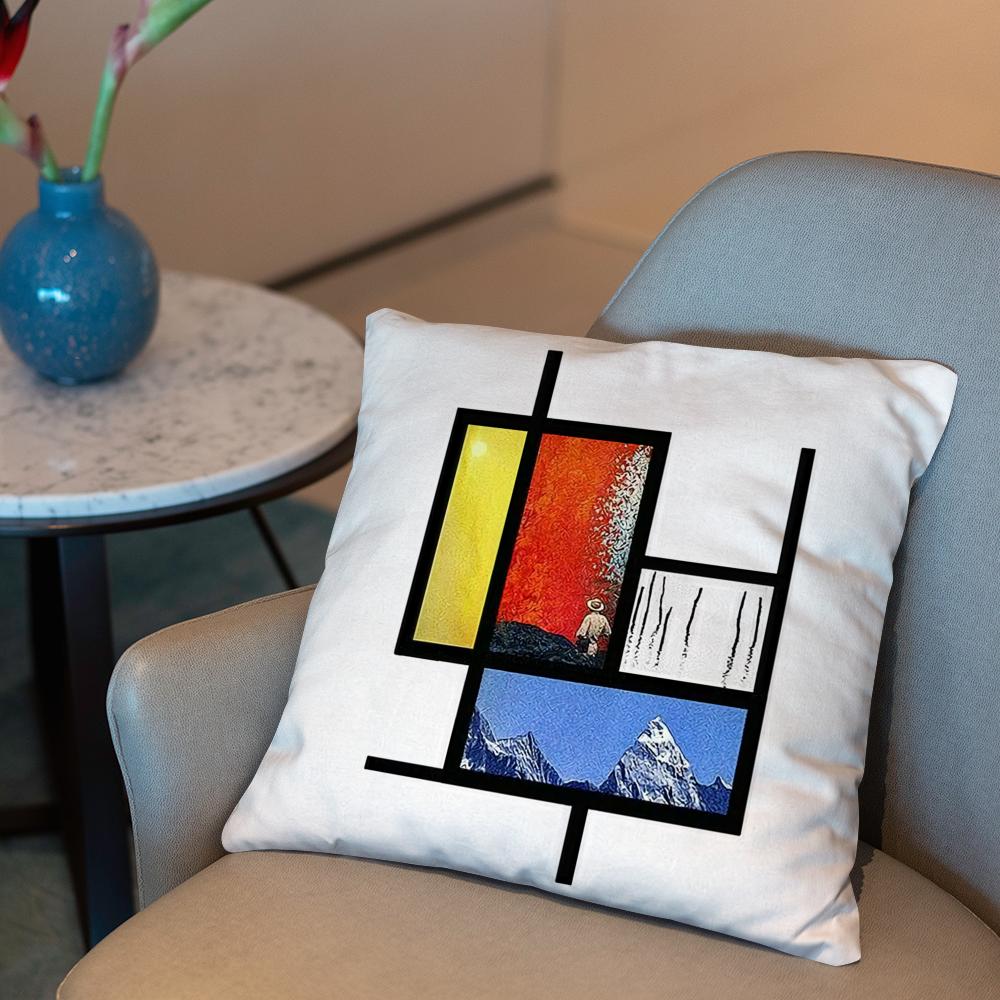 abstract lines Cushion Cover 2-in-1 Reversible Plush Pillow Cover | Car/Sofa/Bed | Perfect Gift 12x12Inch
