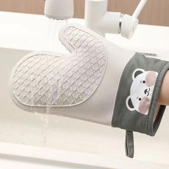 1Pc Silicone Heat Resistant Gloves Non-Slip Oven Mitts Kitchen Hand Clamps Thickened Insulated Gloves for Air Fryers Cooking Barbecue