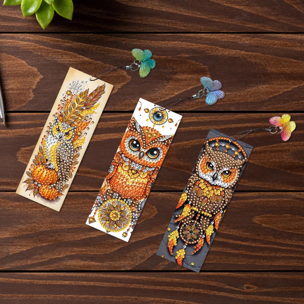 3Pcs Special Shape Cat Flowers 5D DIY Diamond Painting Bookmark Diamond Painting Bookmark Making Kit for Kids Adults Beginners