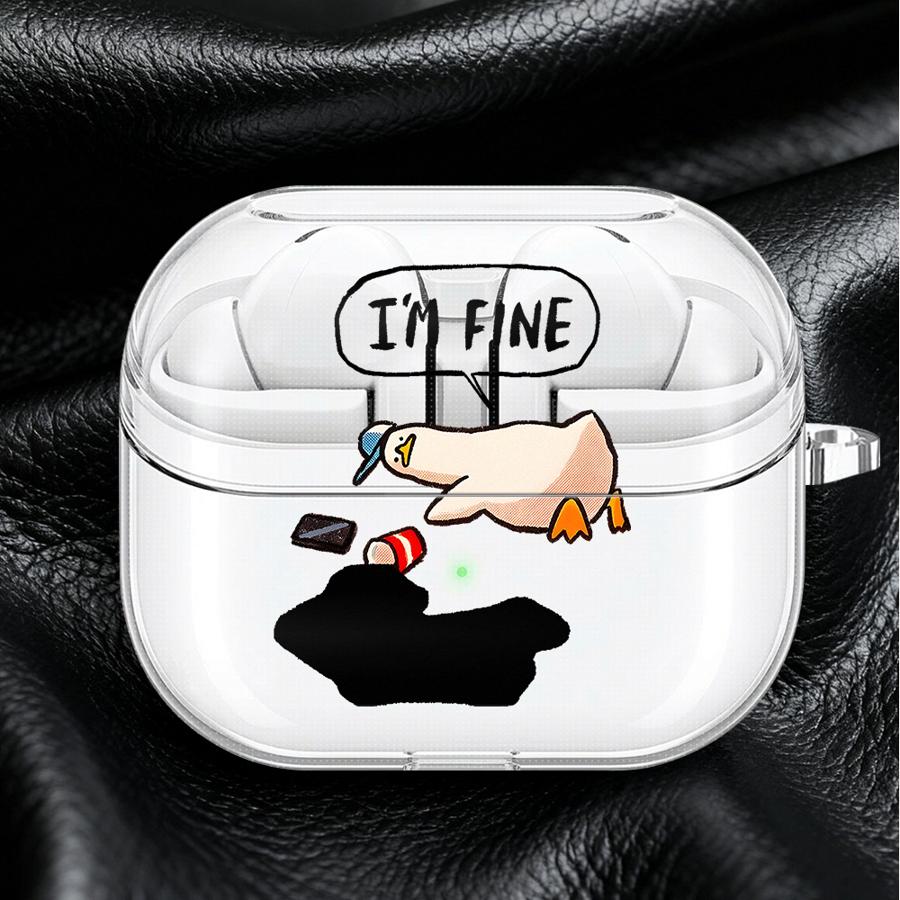 Cartoon Duck Clear Earphone Cases Cover With Hook Case For Samsung Galaxy Buds 2Pro 3Pro 4 Pro Live 4Pro 3 FE 2